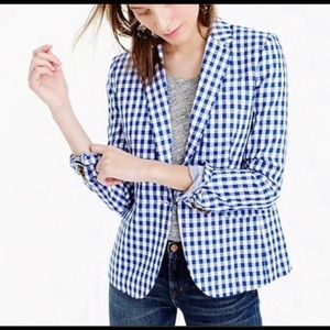 J.Crew School Boy Blazer Blue and White Gingham Size 8